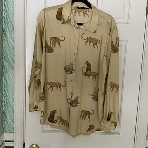 Satiny leopard blouse